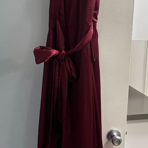 Alex and Eve Satin Belted Evening Dress - Picture 4 of 5